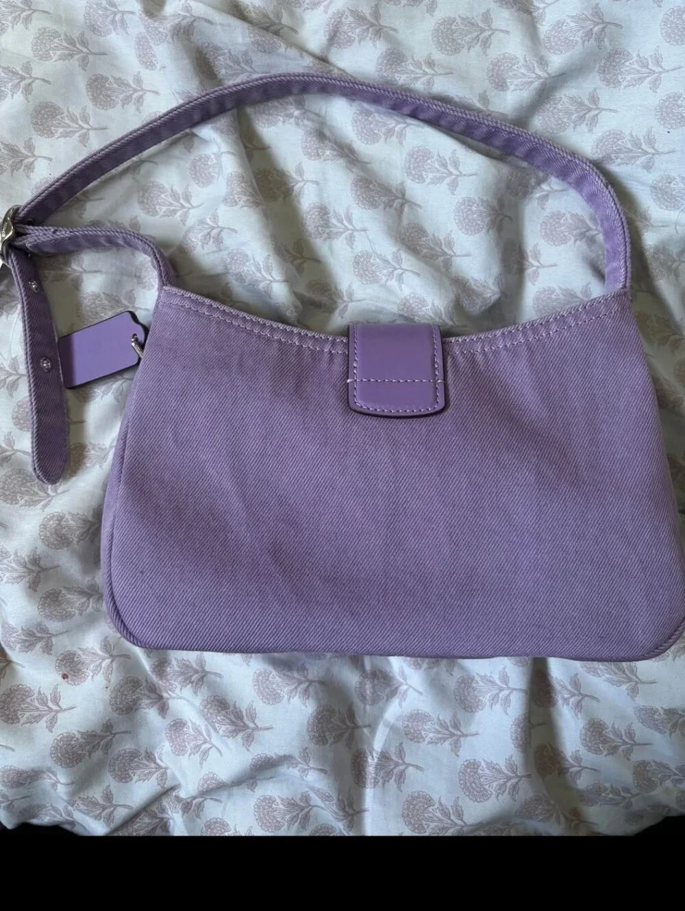 COACH Eliza Iris Purple Denim Shoulder Bag.
